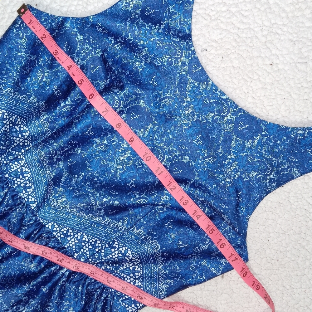 Outback Red Royal Blue Sleevelees Lace Print Fit & Flare Dress sz 10 - Picture 7 of 8